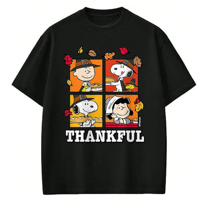 Best Thanksgiving Family Shirt , Funny Thanksgiving UnisexT-Shirt/Hoodie/Sweatshirt HLT00 - Peanuts - Peanuts - Snoopy Charlie Brown Lucy Thankful T-Shirt, Men, Black, 3X-Large