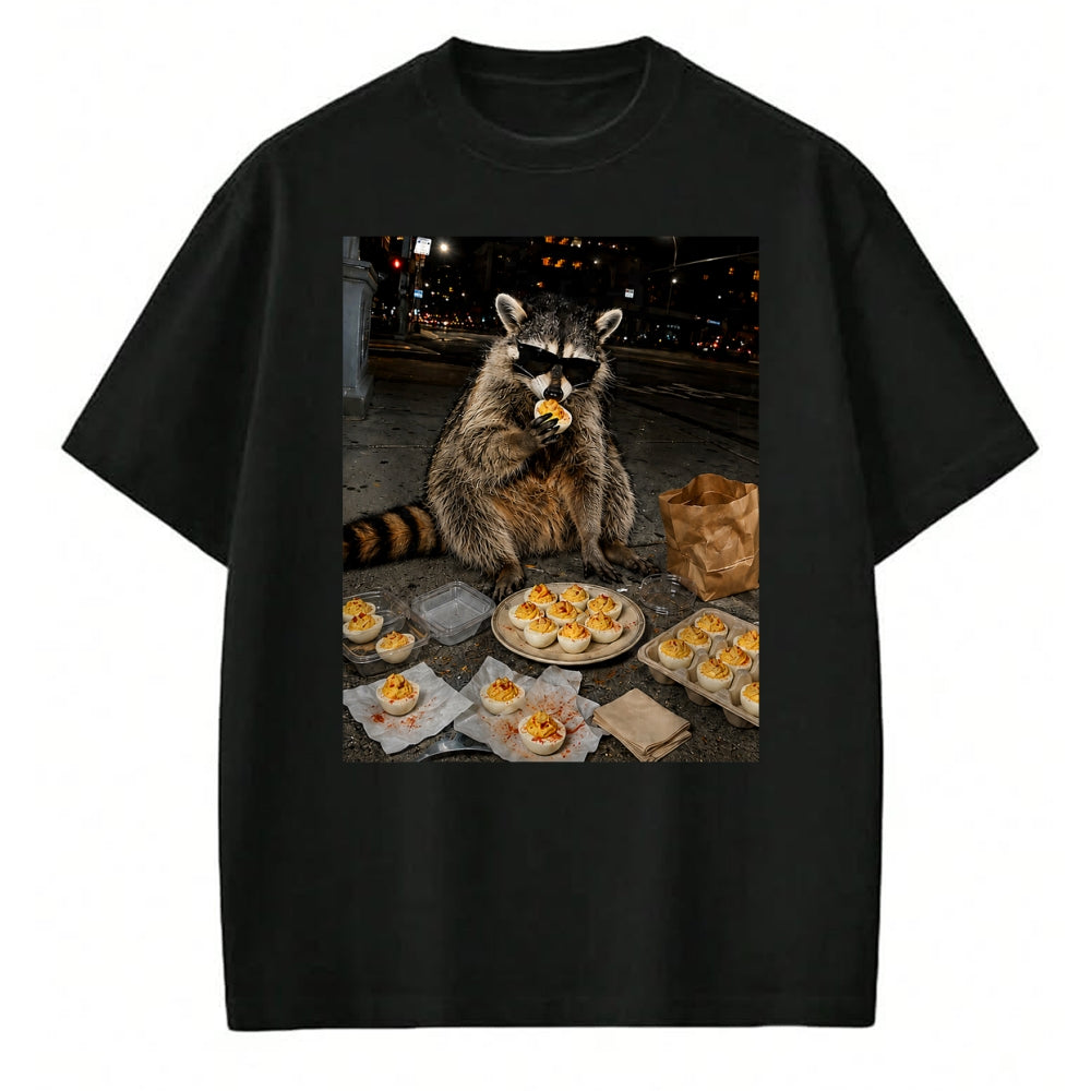 Best Thanksgiving Family Shirt , Funny Thanksgiving UnisexT-Shirt/Hoodie/Sweatshirt HLT00 - Raccoon Eating Deviled Eggs Funny Thanksgiving Humor T-Shirt