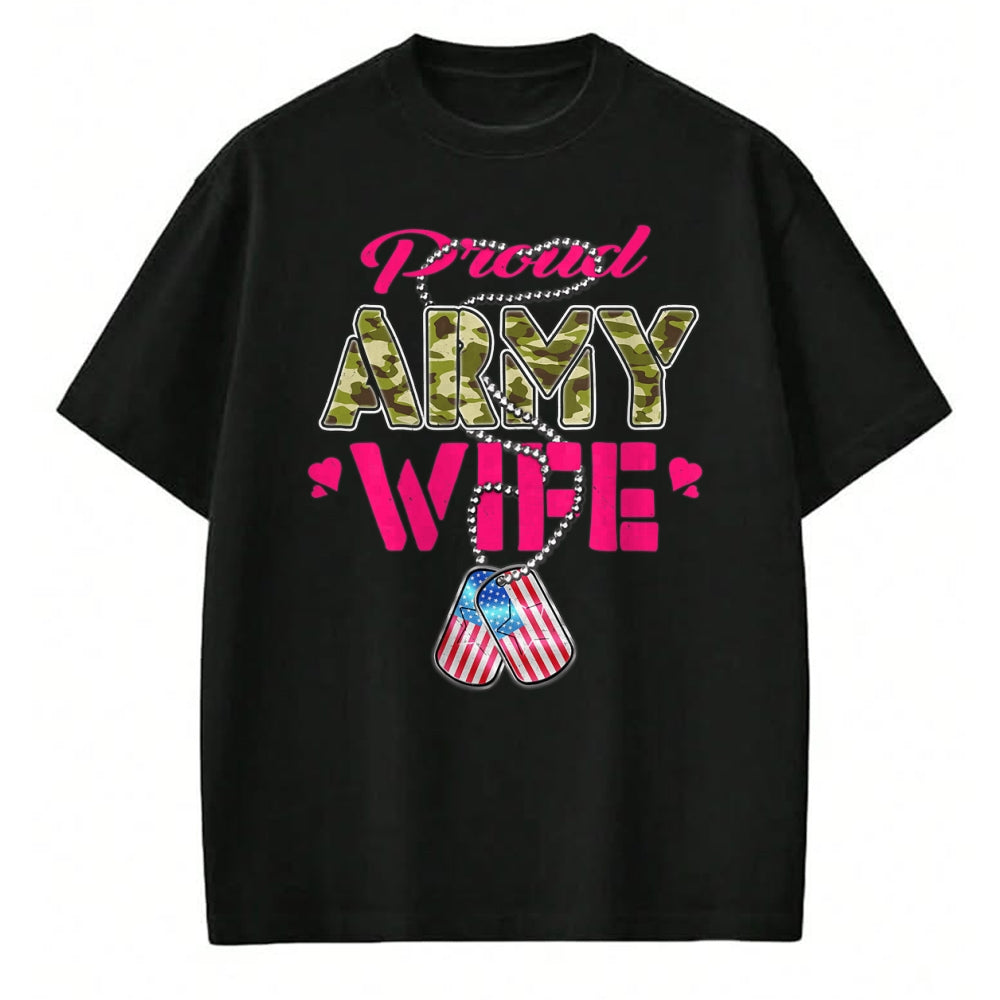 Best Wife Shirt, Wife and Husband Unisex T-Shirt/Hoodie/Sweatshirt HLT00 - Gift for wife T shirt, lucky wife   Proud Army Wife Camo US Flag Dog Tags Pride Military Spouse T-Sh