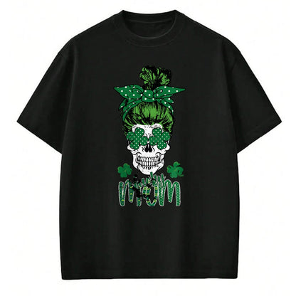 Gift for Mom Shirt, Funny Mom Unisex T-Shirt/Hoodie/Sweatshirt HLT00 - Lucky Mom St Patricks Day Irish Sugar Skull Head Gift Womens T-Shirt