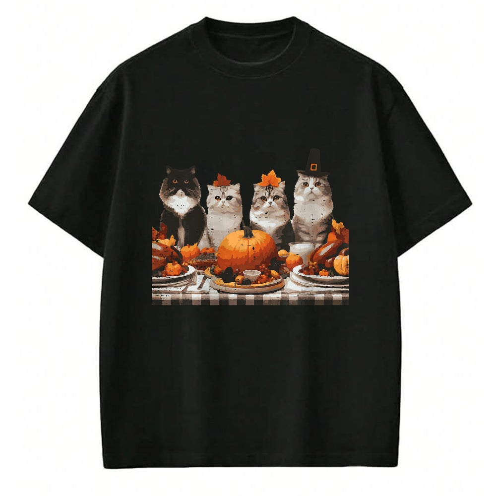 Best Thanksgiving Family Shirt , Funny Thanksgiving UnisexT-Shirt/Hoodie/Sweatshirt HLT00 - Thanksgiving Cats Dinner Feast Vintage Fall Men Women Kids T-Shirt
