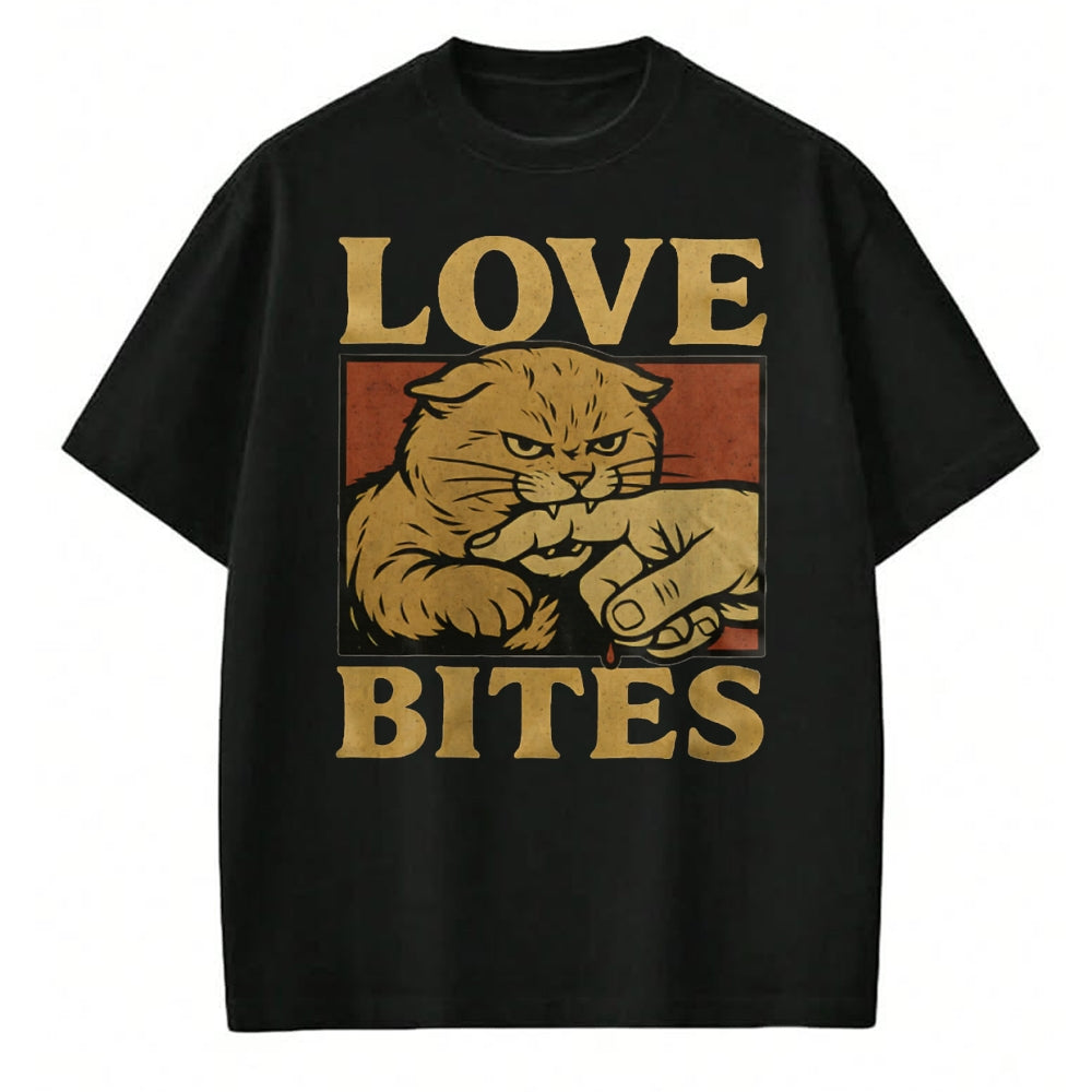 Cat Love Shirt, Funny Cat Lover Gift UnisexT-Shirt/Hoodie/Sweatshirt HLT00 - Love Bites Angry Cat T-Shirt