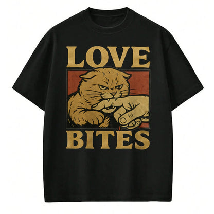 Cat Love Shirt, Funny Cat Lover Gift UnisexT-Shirt/Hoodie/Sweatshirt HLT00 - Love Bites Angry Cat T-Shirt