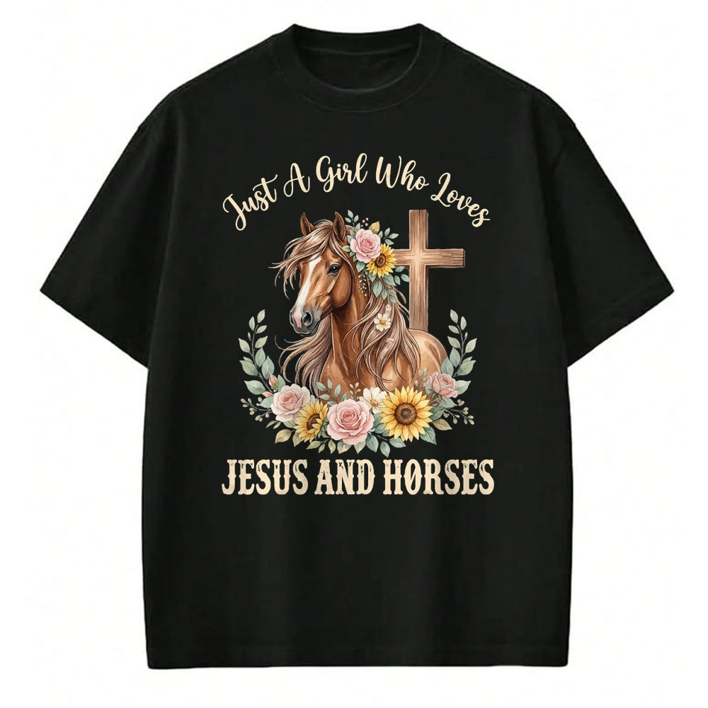 Best Horse Lover Shirt , Funny Horse UnisexT-Shirt/Hoodie/Sweatshirt HLT00 - Just A Girl Who Loves Jesus and Horses T-Shirt