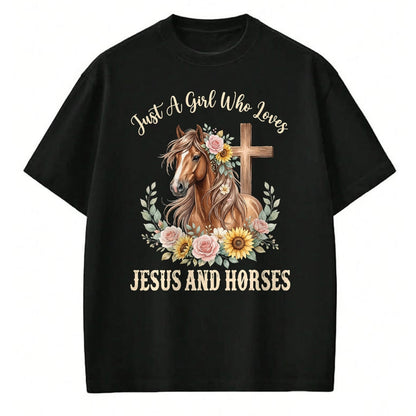 Best Horse Lover Shirt , Funny Horse UnisexT-Shirt/Hoodie/Sweatshirt HLT00 - Just A Girl Who Loves Jesus and Horses T-Shirt