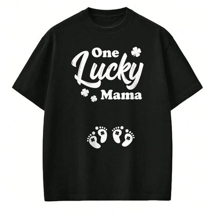 Gift for Mom Shirt, Funny Mom Unisex T-Shirt/Hoodie/Sweatshirt HLT00 - Pregnancy Mom of Twins One Lucky Mama St Patrick_s Day T-Shirt