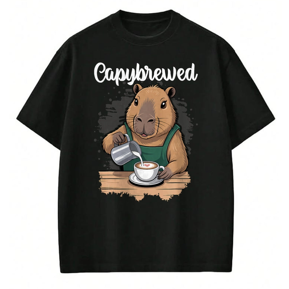 Cute Capybara Shirt, Funny Capybara Unisex T-Shirt/Hoodie/Sweatshirt HLT00 - Capybrewed Funny Capybara Barista Coffee Lover T-Shirt
