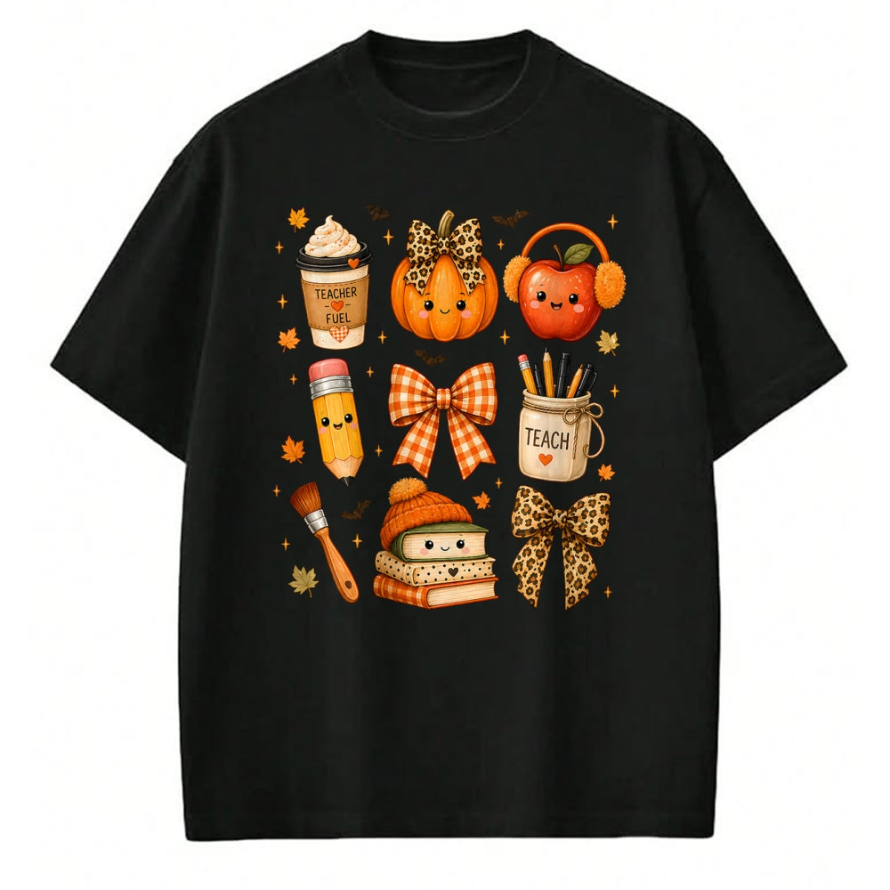 Best Teacher Shirt, Funny Teacher UnisexT-Shirt/Hoodie/Sweatshirt HLT00 - Fall Teacher Halloween Pumpkin Bow Apple Coffee School T-Shirt