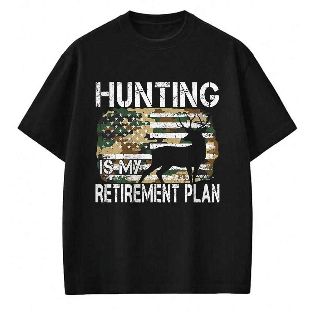 Funny Hunting Shirt, Gift For Hunting Lover Unisex T-Shirt/Hoodie/Sweatshirt HLT00 - Hunting Is My Retirement Plan Deer Camo American USA Flag T-Shirt