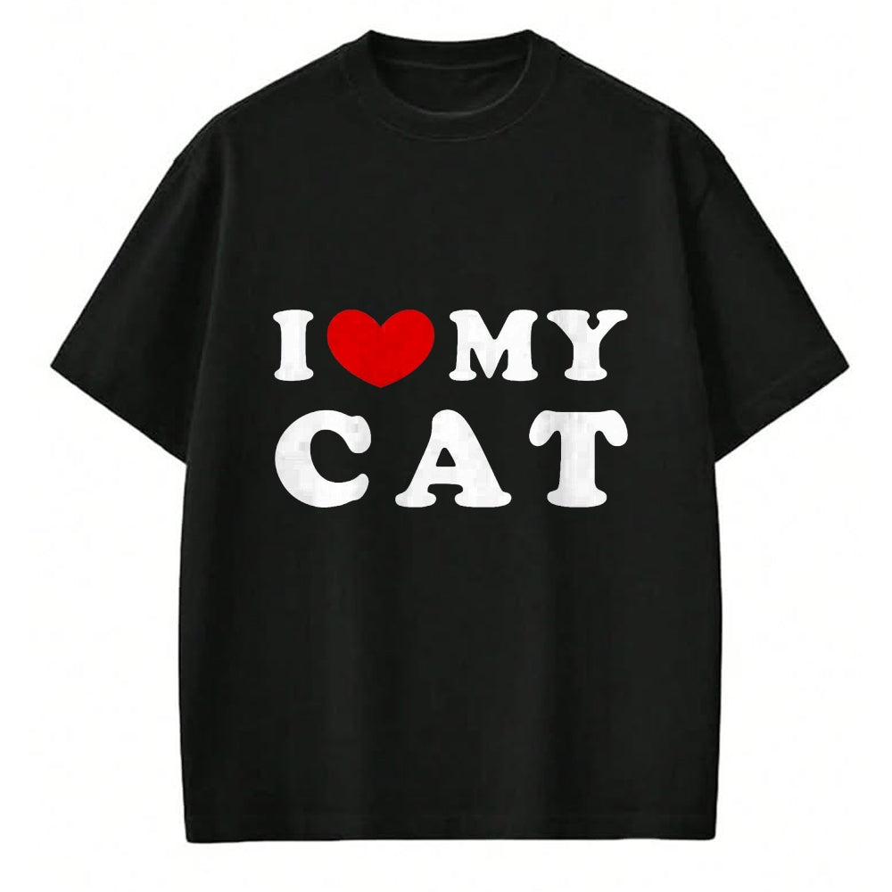 Cat Love Shirt, Funny Cat Lover Gift UnisexT-Shirt/Hoodie/Sweatshirt HLT00 - I Love My Cat, I Heart My Cat T-Shirt, Men, Dark Heather Grey, Large