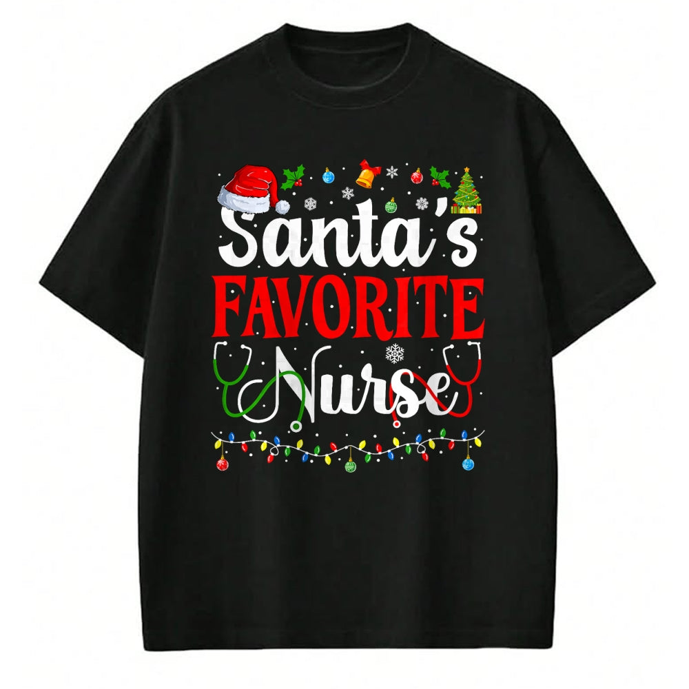 Funny Nurse Shirt, Nurse Unisex T-Shirt/Hoodie/Sweatshirt HLT00 - Santa's Favorite Nurse Christmas Nursing Christmas Nurse T-Shirt
