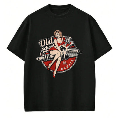 Best Mechanic Life Shirt, Funny Mechanic UnisexT-Shirt/Hoodie/Sweatshirt HLT00 - Spark Plug Pinup Mechanic T-Shirt, Men, Black, 3X-Large