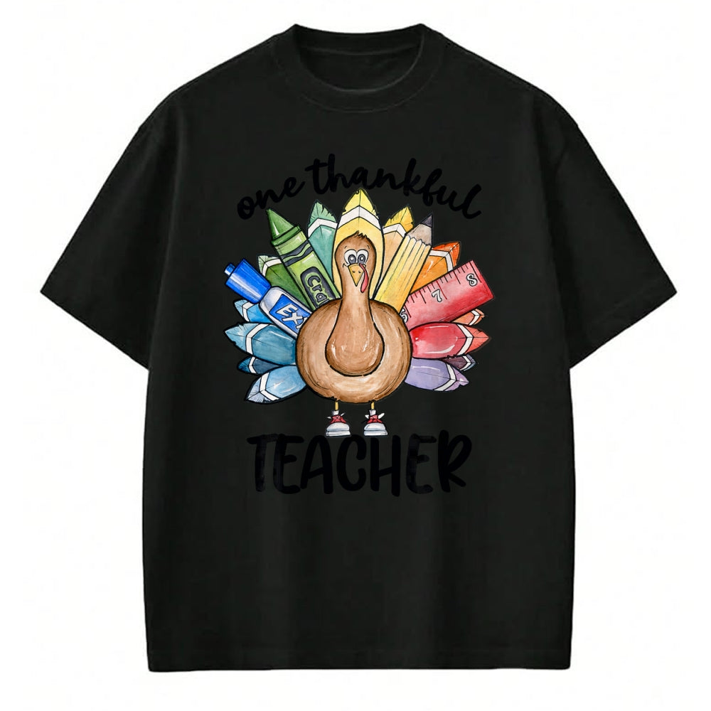 Best Thanksgiving Family Shirt , Funny Thanksgiving UnisexT-Shirt/Hoodie/Sweatshirt HLT00 - One Thankful Teacher Thanksgiving Turkey, Cute Crayon Pencil T-Shirt
