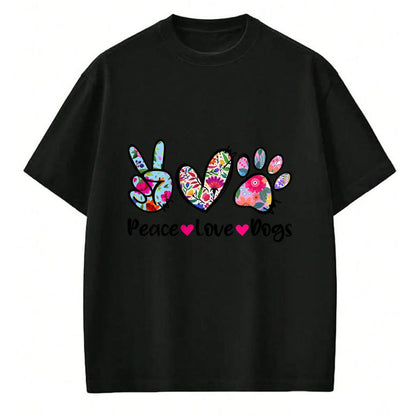 Dog Love Shirt, Dog Lover Gift T-Shirt/Hoodie/Sweatshirt HLT00 - Peace Love Dogs Floral Dog Paw Dog Mom Cute Mother_s Day T-Shirt