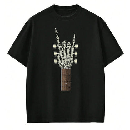 Guitar Lover Shirt, Funny Guitar UnisexT-Shirt/Hoodie/Sweatshirt HLT00 - Rock On Skeleton Hand Guitar Gifts Men Graphic Tee Rock Band T-Shirt