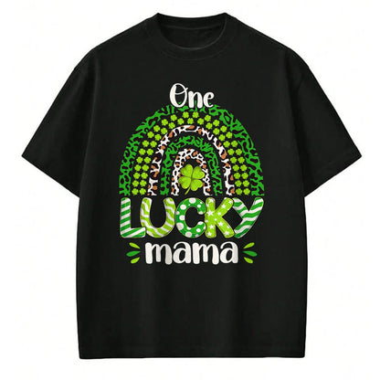 Gift for Mom Shirt, Funny Mom Unisex T-Shirt/Hoodie/Sweatshirt HLT00 - One Lucky Mom Irish Rainbow Leopard St Patricks Day T-Shirt