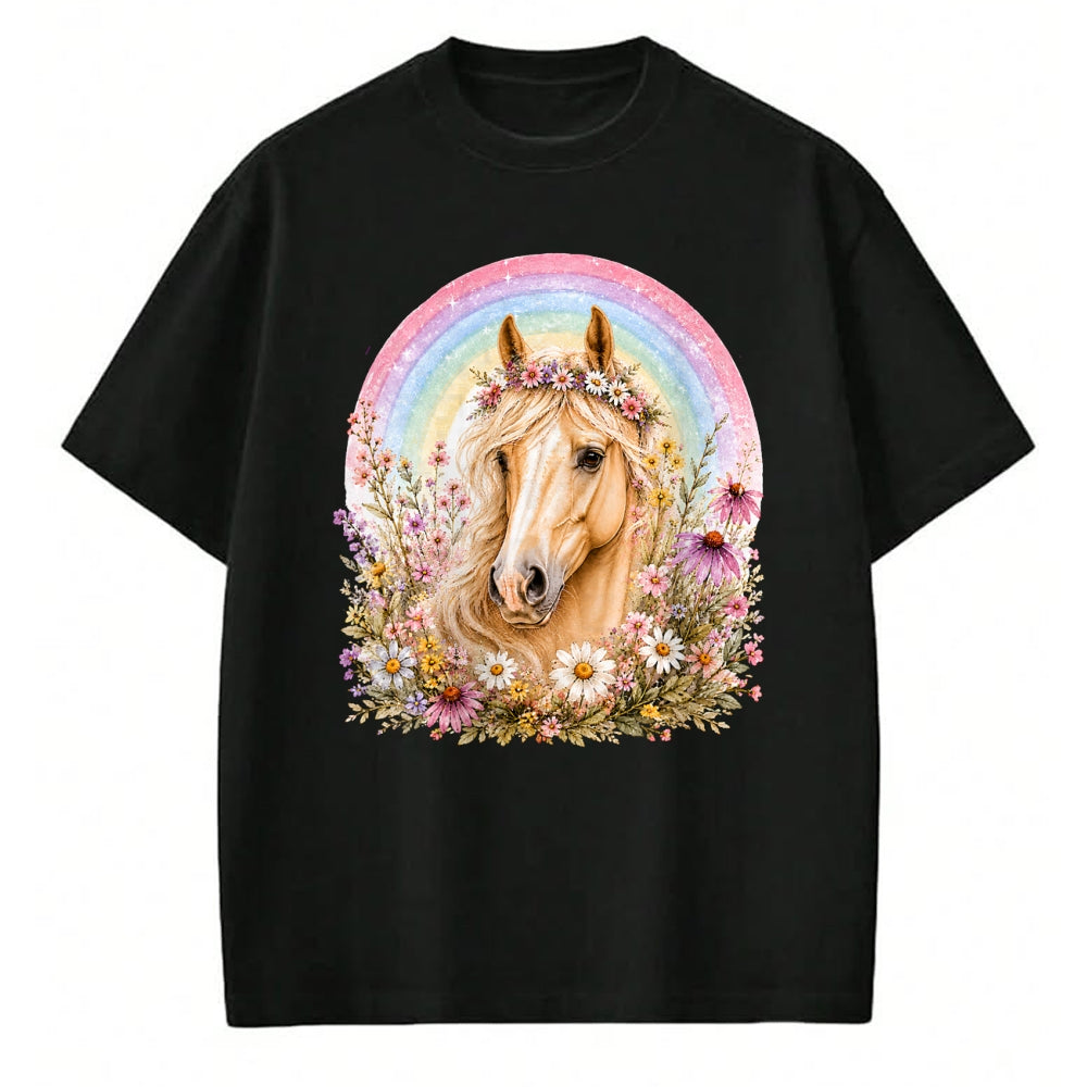 Best Horse Lover Shirt , Funny Horse UnisexT-Shirt/Hoodie/Sweatshirt HLT00 - Girls who Love Horses Birthday Party Costume Rainbow Flowers T-Shirt
