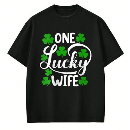 Best Wife Shirt, Wife and Husband Unisex T-Shirt/Hoodie/Sweatshirt HLT00 - Gift for wife T shirt, lucky wife   Womens One Lucky Wife Funny St Patrick's Day Shamrocks V-Neck T-