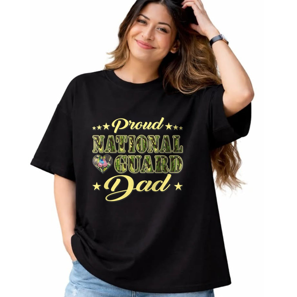 Gift for Dad Shirt, Funny Dad Unisex T-Shirt/Hoodie/Sweatshirt HLT00 – Proud National Guard Dad Dog Tags Heart Military Father Gift T-Shirt
