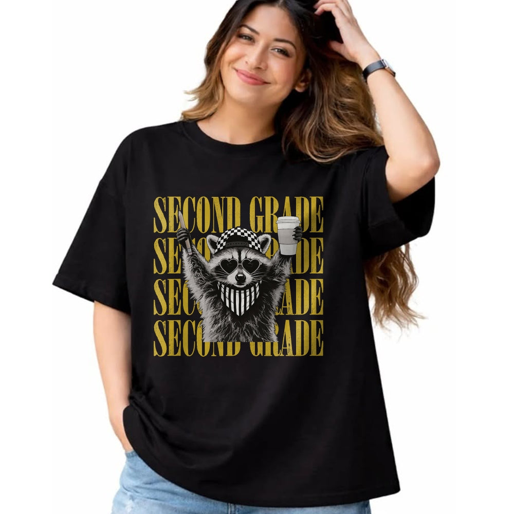 Best Teacher Shirt, Funny Teacher UnisexT-Shirt/Hoodie/Sweatshirt HLT00 - Funny Second Grade Teacher Feral Raccoon Back to School T-Shirt