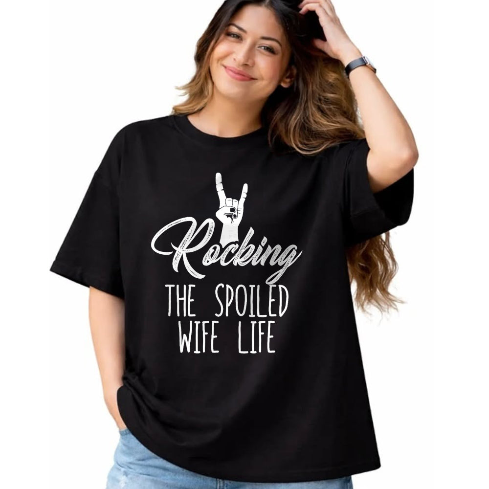 Best Wife Shirt, Wife and Husband Unisex T-Shirt/Hoodie/Sweatshirt HLT00 - Gift for wife T shirt, spoiled wife   Women's Rocking Spoiled Wife Life Rock On Spoiled Wife T-Shirt