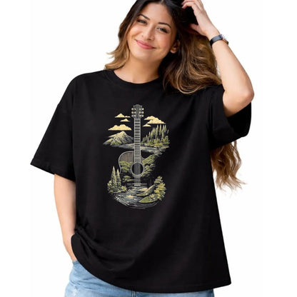 Guitar Lover Shirt, Funny Guitar UnisexT-Shirt/Hoodie/Sweatshirt HLT00 - Acoustic Guitar Nature Forest Mountain Art T-Shirt, Men, Black, 3X-Large