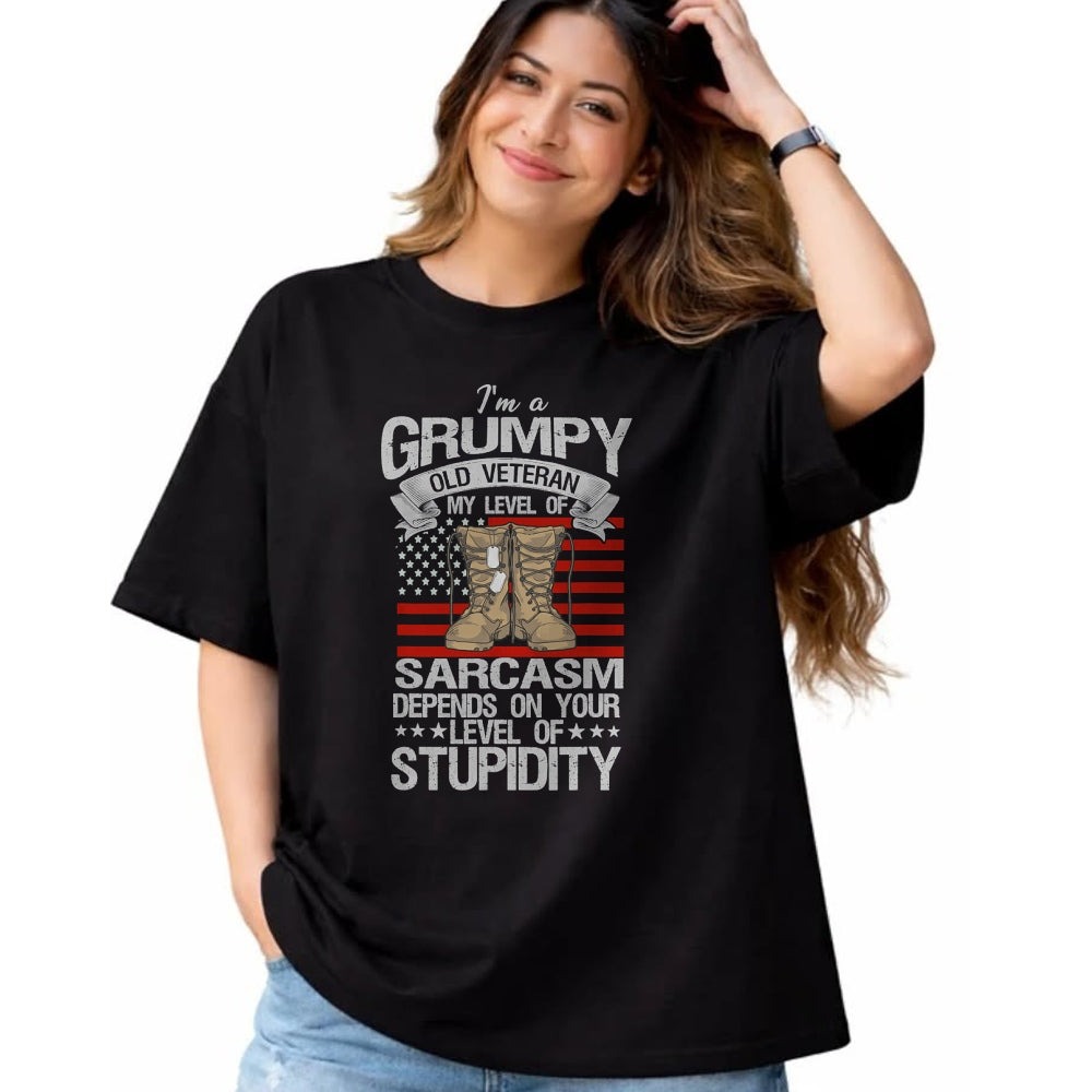 Proud Veteran Shirt, Funny Veteran UnisexT-Shirt/Hoodie/Sweatshirt HLT00 - I_m A Grumpy Old Veteran Funny Army US Flag Grandpa T-Shirt