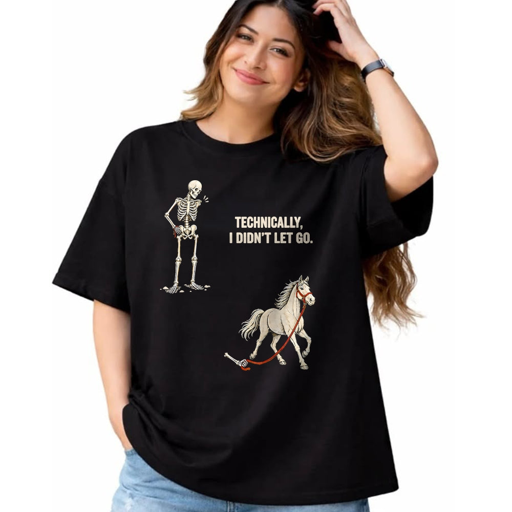 Best Horse Lover Shirt , Funny Horse UnisexT-Shirt/Hoodie/Sweatshirt HLT00 - Technically I Didn_t Let Go Skeleton Horse Riding Halloween T-Shirt
