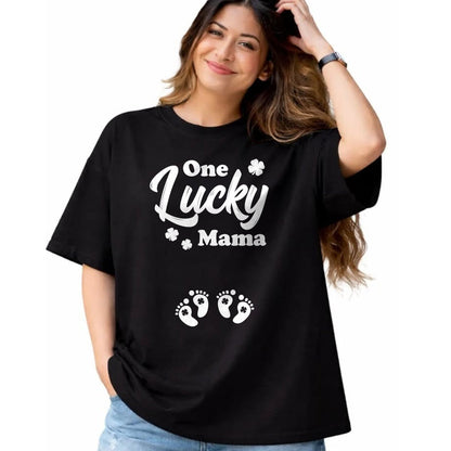 Gift for Mom Shirt, Funny Mom Unisex T-Shirt/Hoodie/Sweatshirt HLT00 - Pregnancy Mom of Twins One Lucky Mama St Patrick_s Day T-Shirt