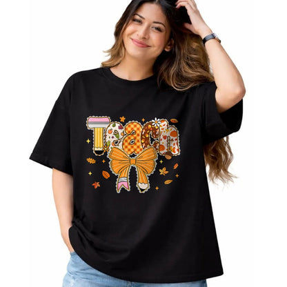 Best Thanksgiving Family Shirt , Funny Thanksgiving UnisexT-Shirt/Hoodie/Sweatshirt HLT00 - Thanksgiving Teacher Pencil Bow One Thankful Teacher Fall T-Shirt