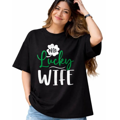 Best Wife Shirt, Wife and Husband Unisex T-Shirt/Hoodie/Sweatshirt HLT00 - Gift for wife T shirt, lucky wife   Happy Saint Patricks Day Irish Shamrock One Lucky Wife T-Shirt