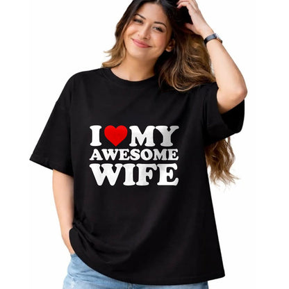 Best Wife Shirt, Wife and Husband Unisex T-Shirt/Hoodie/Sweatshirt HLT00 - I Love My Awesome Wife T-Shirt with Heart T-Shirt
