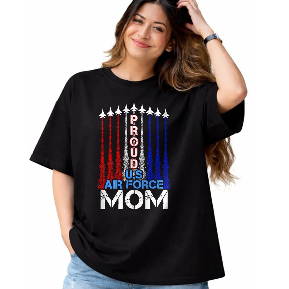 Gift for Mom Shirt, Funny Mom Unisex T-Shirt/Hoodie/Sweatshirt HLT00 - ic Jet 4th Of July Proud US Air Force Mom US Flag T-Shirt