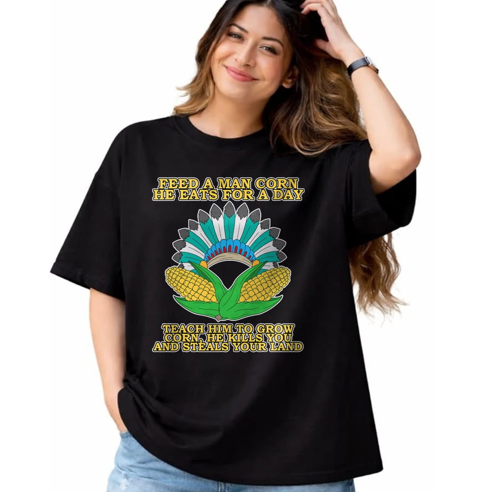 Native American T-Shirts, Vintage Native American Unisex T-Shirt/Hoodie/Sweatshirt HLT00 - Corn Thanksgiving Dark History Native American