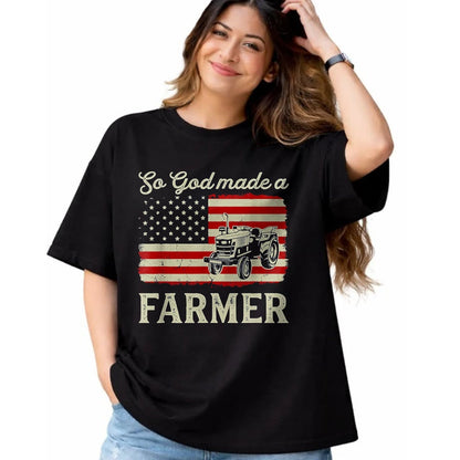 Best Farmer Life Shirt, Funny Farmer UnisexT-Shirt/Hoodie/Sweatshirt HLT00 - Vintage Old American Flag Patriotic So God Made A Farmer T-Shirt, Youth, Olive Green, Medium
