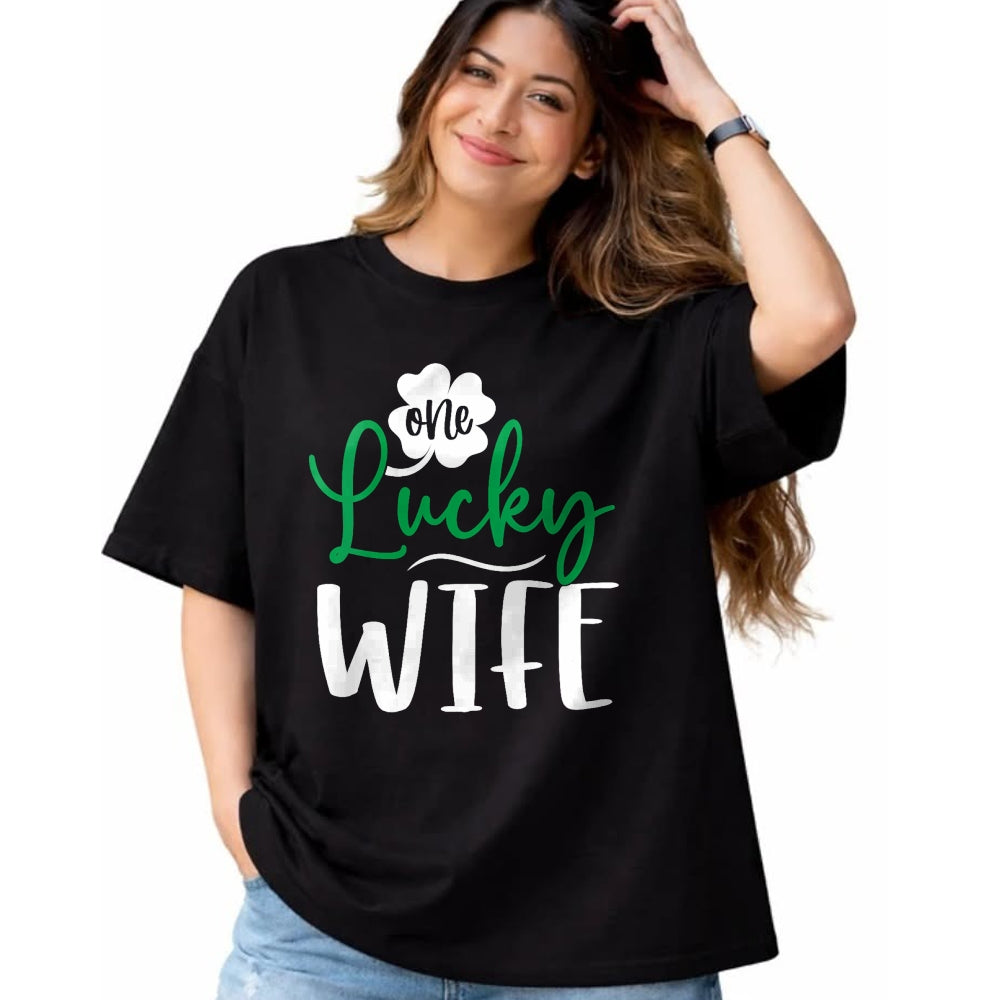 Best Wife Shirt, Wife and Husband Unisex T-Shirt/Hoodie/Sweatshirt HLT00 - Gift for wife T shirt, lucky wife   Womens Happy Saint Patricks Day Irish Shamrock One Lucky Wife V-