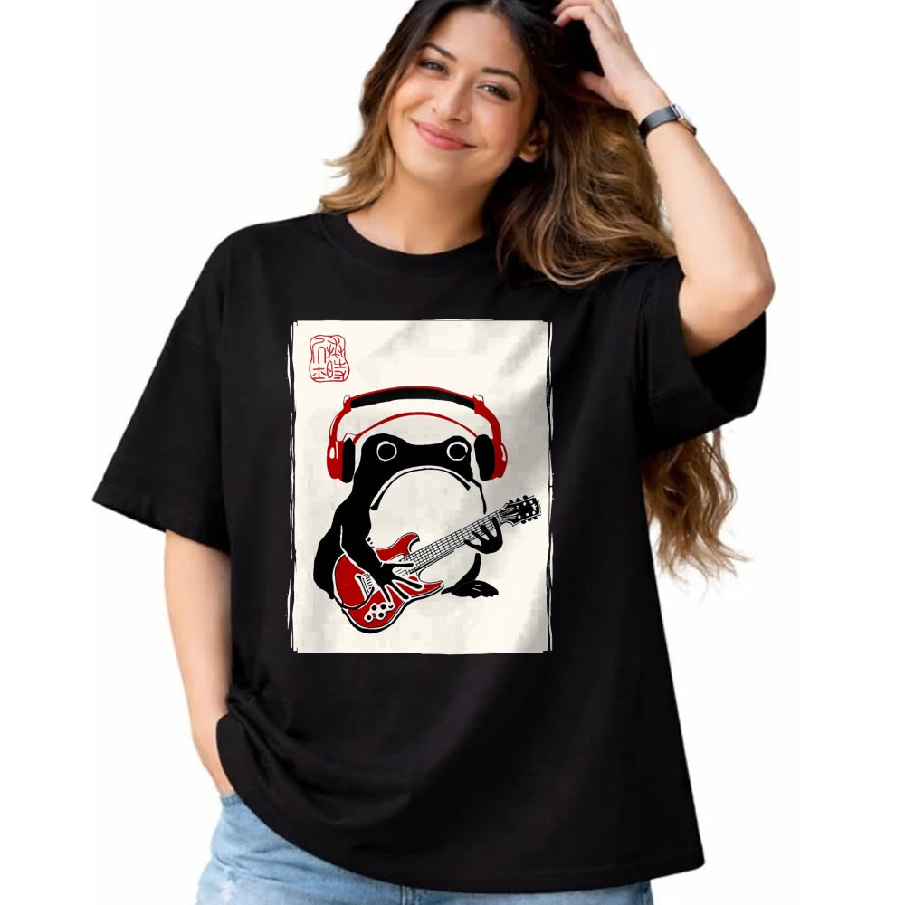 Guitar Lover Shirt, Funny Guitar UnisexT-Shirt/Hoodie/Sweatshirt HLT00 - Funny Grumpy Frog Guitar Rock Music Kawaii Japanese T-Shirt