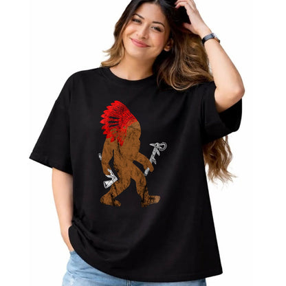 Native American T-Shirts, Vintage Native American Unisex T-Shirt/Hoodie/Sweatshirt HLT00 - Indian Bigfoot Chief Sasquatch Western Carnival Costume