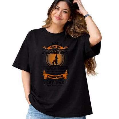 Gift for Mom Shirt, Funny Mom Unisex T-Shirt/Hoodie/Sweatshirt HLT00 - Mens Lucky Son Because I’m Raised By A Freaking Awesome Mom T-Shirt