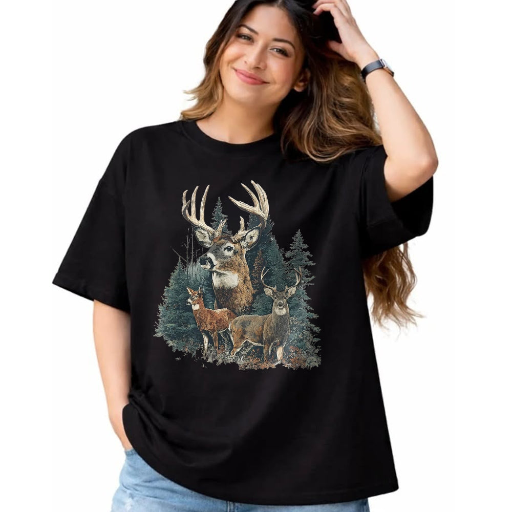 Funny Hunting Shirt, Gift For Hunting Lover Unisex T-Shirt/Hoodie/Sweatshirt HLT00 - Vintage Deer 90s Graphic Style Hunter Deer Faded Nature T-Shirt