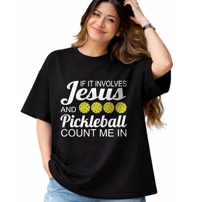 Funny Pickleball Shirt, Pickleball Lover Unisex T-Shirt/Hoodie/Sweatshirt HLT00 - Distressed Jesus Pickleball Player Worship Church Graphic T-Shirt
