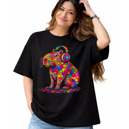 Cute Capybara Shirt, Funny Capybara Unisex T-Shirt/Hoodie/Sweatshirt HLT00 - Funny Capybara Dots Art Animal Lovers Students Boys Girls T-Shirt (3)