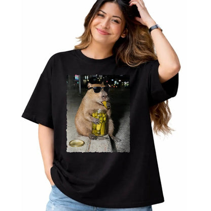 Cute Capybara Shirt, Funny Capybara Unisex T-Shirt/Hoodie/Sweatshirt HLT00 - Funny Capybara Eating Pickles Meme T-Shirt, Men, Black, 3X-Large