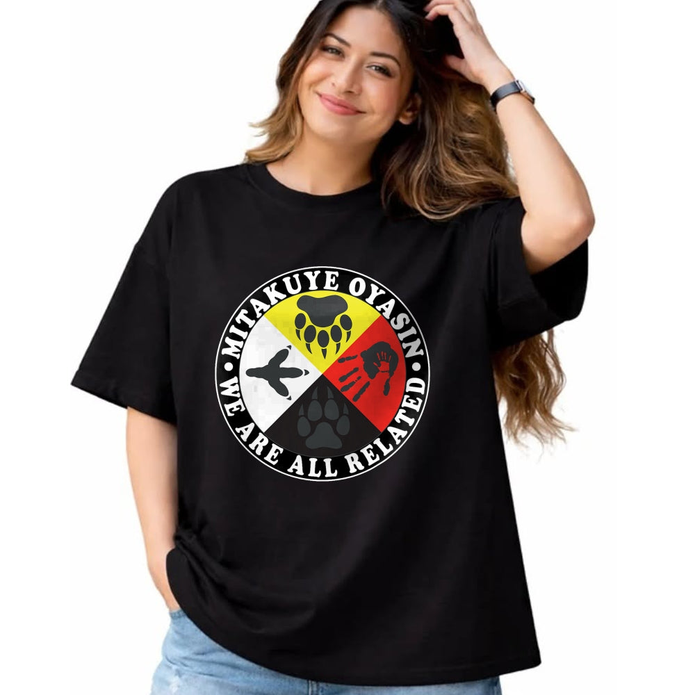 Native American T-Shirts, Vintage Native American Unisex T-Shirt/Hoodie/Sweatshirt HLT00 - Native American Medicine Wheel Mitakuye Oyasin