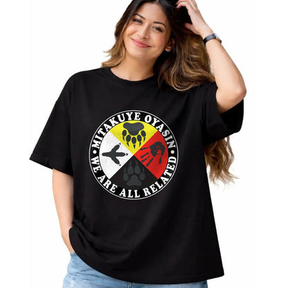 Native American T-Shirts, Vintage Native American Unisex T-Shirt/Hoodie/Sweatshirt HLT00 - Native American Medicine Wheel Mitakuye Oyasin
