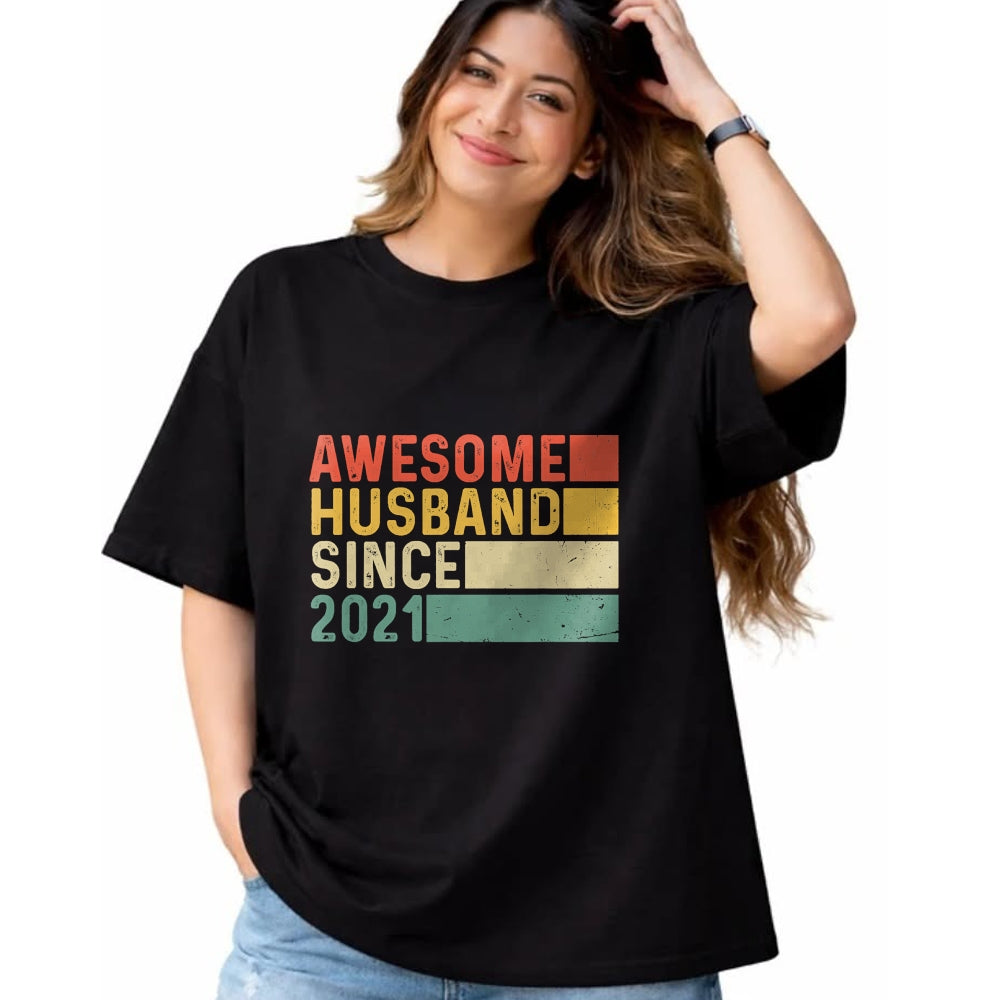 Best Wife Shirt, Wife and Husband Unisex T-Shirt/Hoodie/Sweatshirt HLT00 - 3rd Year Wedding Anniversary Epic Awesome Husband Since 2021 T-Shirt (1)