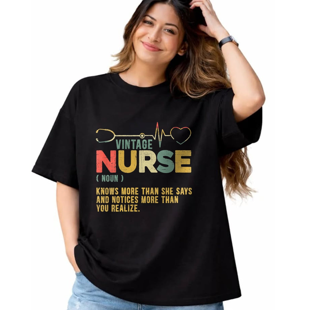 Funny Nurse Shirt, Nurse Unisex T-Shirt/Hoodie/Sweatshirt HLT00 - Womens Vintage Nurse Definition Hospital Medical Registered Nursing V-Neck T-Shirt