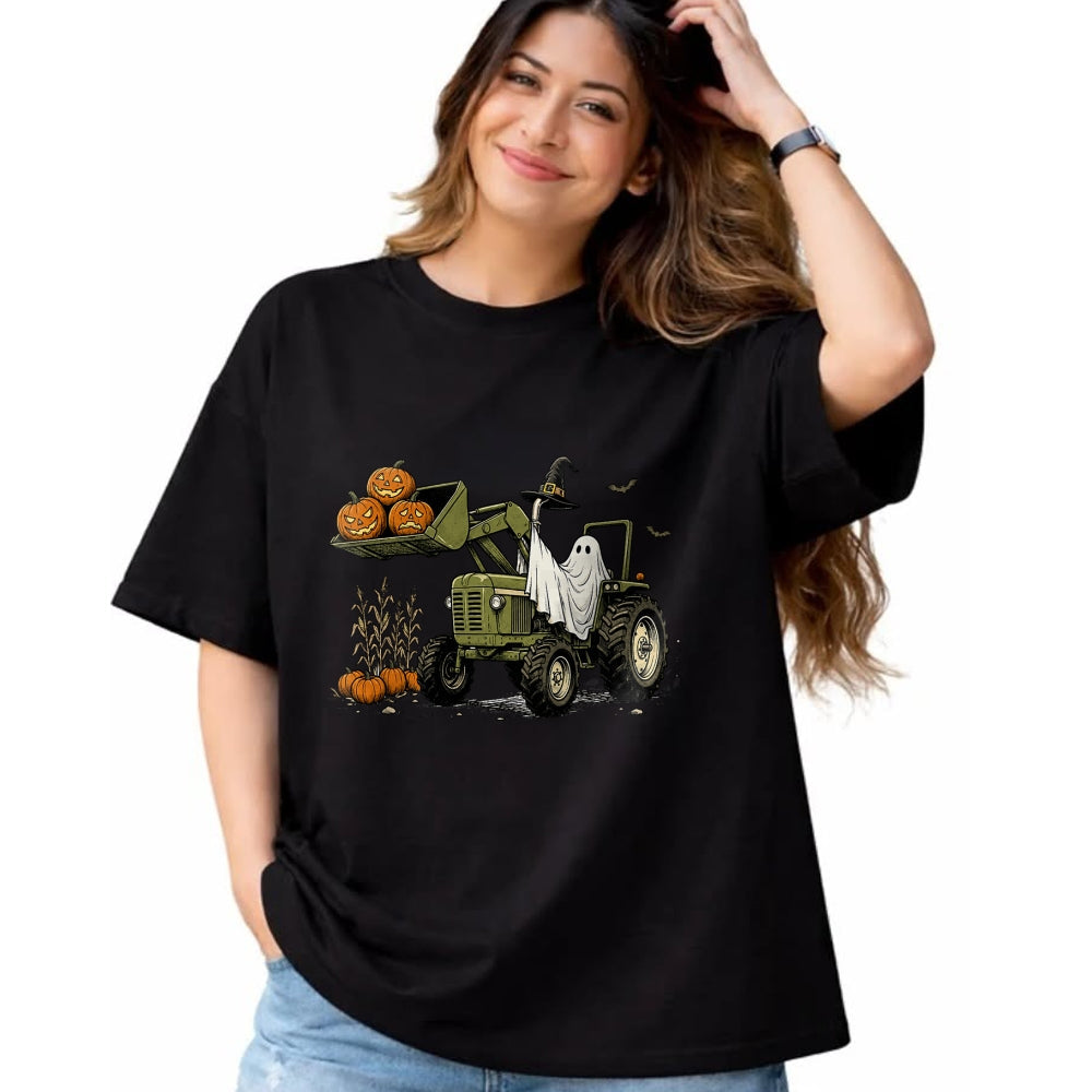 Best Farmer Life Shirt, Funny Farmer UnisexT-Shirt/Hoodie/Sweatshirt HLT00 - Ghost Tractor Pumpkin Halloween Costume Farmer Boys Kids T-Shirt