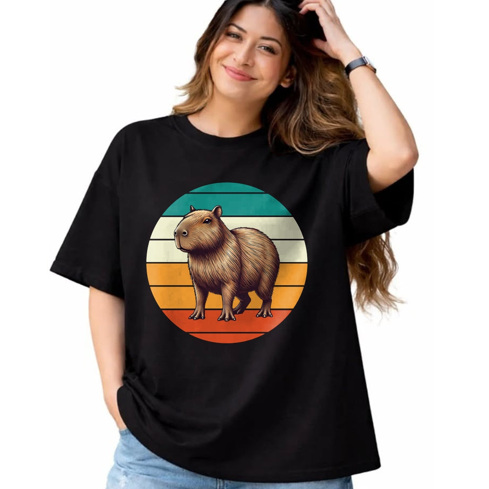 Cute Capybara Shirt, Funny Capybara Unisex T-Shirt/Hoodie/Sweatshirt HLT00 - Retro Capybara Art Long Sleeve T-Shirt