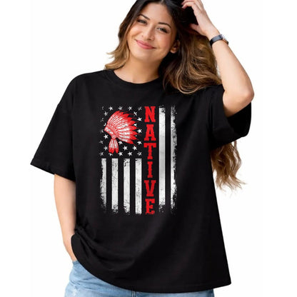 Native American T-Shirts, Vintage Native American Unisex T-Shirt/Hoodie/Sweatshirt HLT00 - Native - American Day USA Flag Cherokee Indigenous People